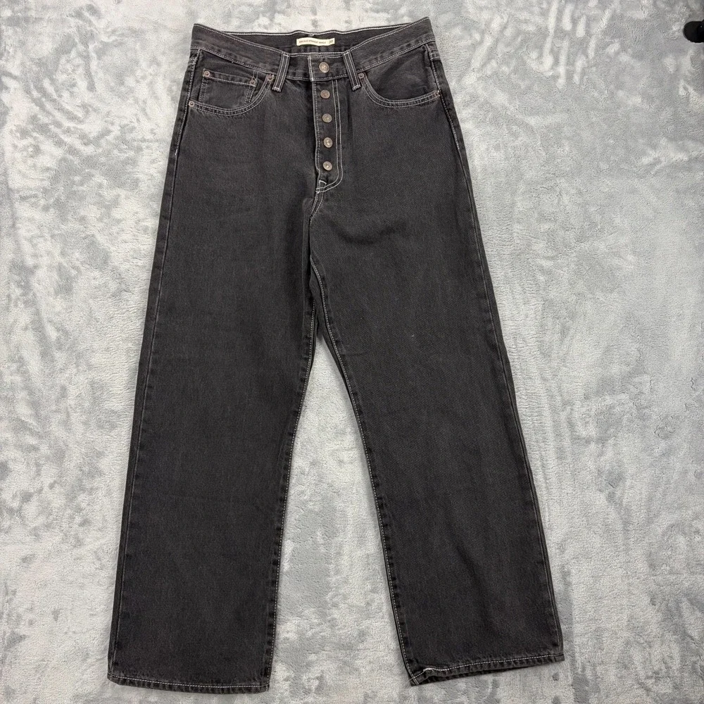 Levi's Ribcage Straight Ankle Womens 30x27 Black Super High Rise Stretch Jeans